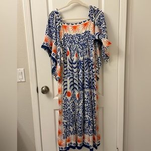 NEW Farm Rio blue and white dress